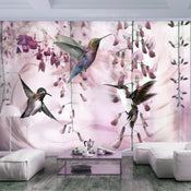 Papier Peint - Flying Hummingbirds Pink - Intissé