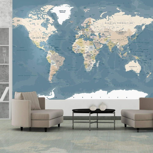 Papier Peint - Vintage World Map 250x175cm - Intissé