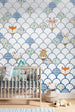 Komar Shelly White Papier Peint Intissé 200x250cm 2 bandes ambiance | Yourdecoration.fr