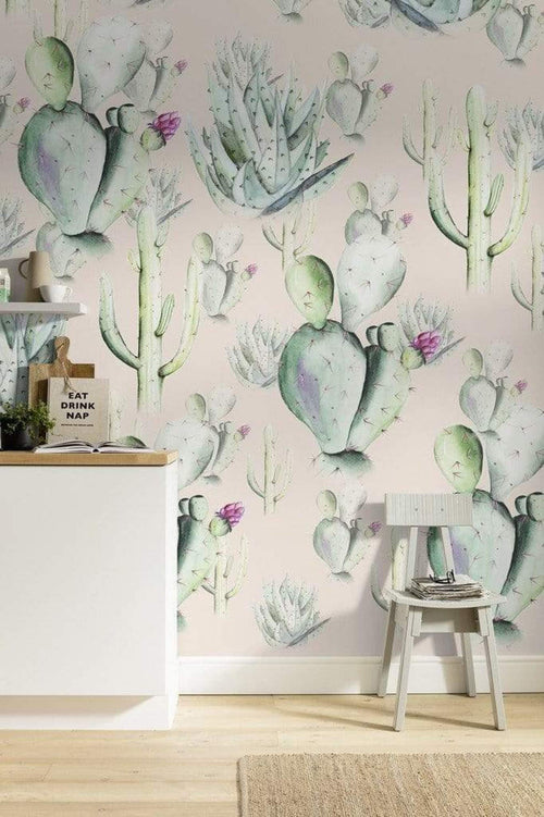 Komar Cactus Rose Papier Peint Intissé 200x250cm 2 bandes ambiance | Yourdecoration.fr